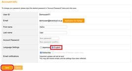 Select Language and Click Save