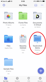 Open your InfiniCLOUD account in Documents