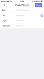 Enter your WebDAV connection information