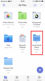 Your InfiniCLOUD account has successfully connected to Documents