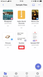 Tap the "..." icon below the file(s)