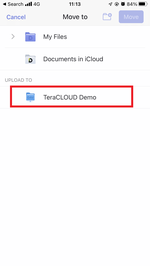 Select your InfiniCLOUD account from he "Move to" menu