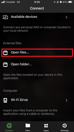 Open files located under "External files" Open files located under "External files"
