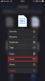 Tap and hold to move the files Tap and hold to move the files