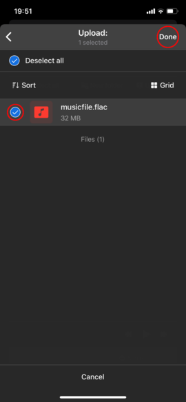 Select file to upload