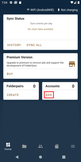Tap ADD under Accounts