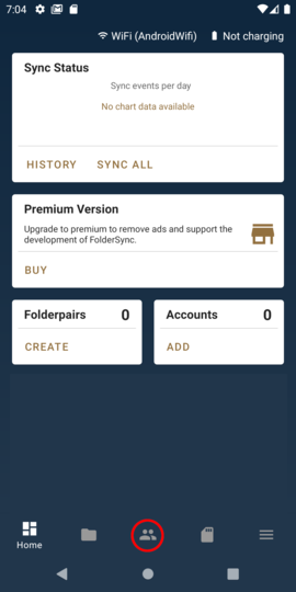 Open the Accounts screen