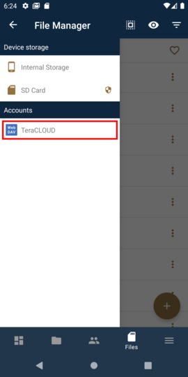 Select your InfiniCLOUD account