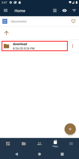 Long press to select a file or folder to download