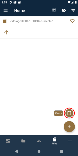 Tap the Paste icon