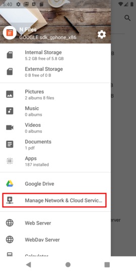 Tap "Manage Network & Cloud Services" Tap "Manage Network & Cloud Services"