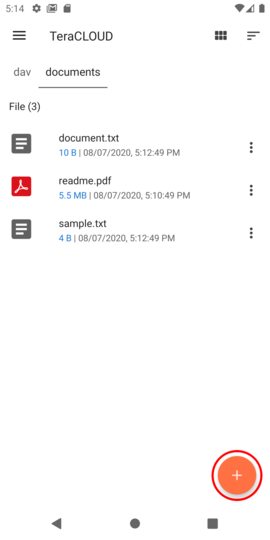 In the destination folder, tap the + button In the destination folder, tap the + button