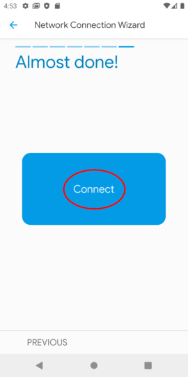 Tap the "Connect" button Tap the "Connect" button