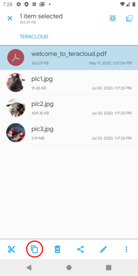Select the files on InfiniCLOUD Select the files on InfiniCLOUD